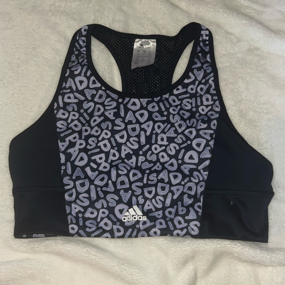 Adidas Aeroready Sports Bra, blue and light blue, size M.